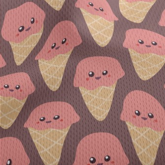 Smiling Strawberry Ice Cream Athletic Mesh Flat Back
