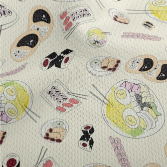 Hand Drawn Asian Food Athletic Mesh Flat Back