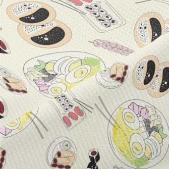 Hand Drawn Asian Food Piqué