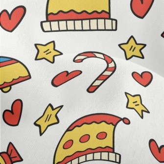 Hand Drawn Cartoon Christmas Lightweight Performance Linen