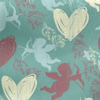 Cupid And Love Silhouette Jersey Backed Fleece