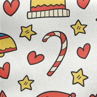 Hand Drawn Cartoon Christmas Jersey Backed Fleece