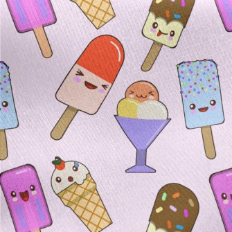 Cartoon Lively Ice Cream Jersey Backed Fleece