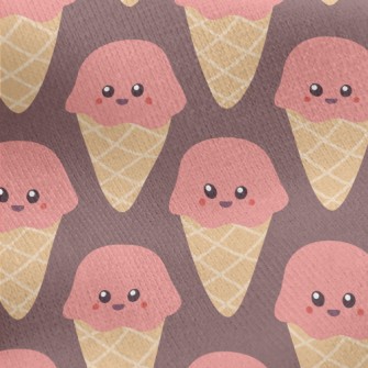 Smiling Strawberry Ice Cream Jersey Backed Fleece