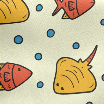 Tropical Fish And Stingrays Jersey Backed Fleece