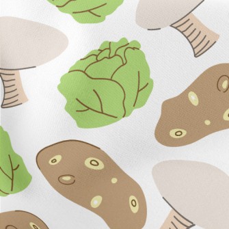 Cabbage, Potato, And Mushroom Lightweight Cotton Poplin