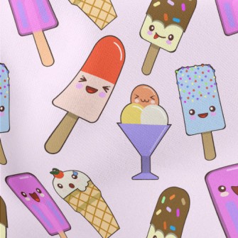 Cartoon Lively Ice Cream Lightweight Cotton Poplin