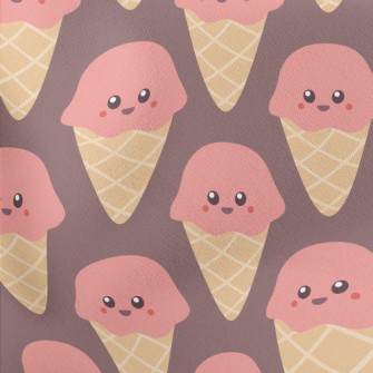 Smiling Strawberry Ice Cream Lightweight Cotton Poplin