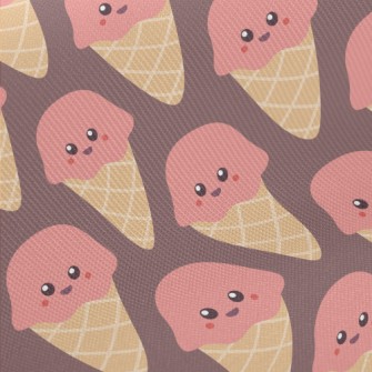 Smiling Strawberry Ice Cream Midweight Cotton Poplin
