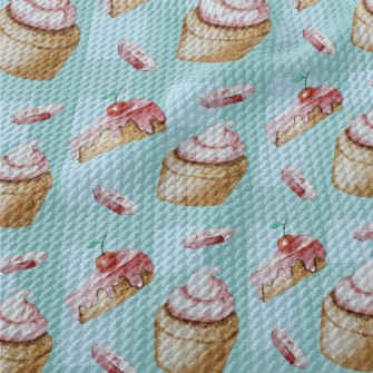 Hand Drawn Cherry Cupcakes Birdseye Piqué