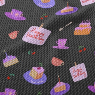 Birthday Cake With Cherry In C Birdseye Piqué