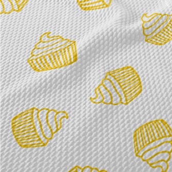 Simple Yellow Line Cup Cake Birdseye Piqué