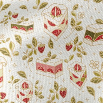 Golden Edge Strawberry Cake Waterproof Canvas