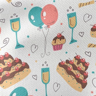 Birthday Cherry Cake Champagne Waterproof Canvas