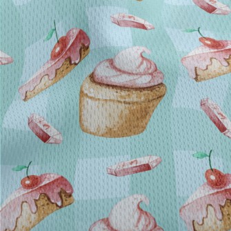 Hand Drawn Cherry Cupcakes Athletic Mesh Flat Back