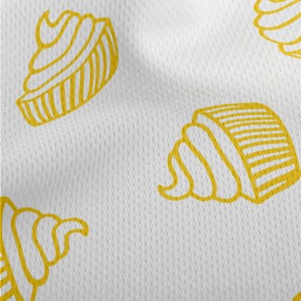 Simple Yellow Line Cup Cake Athletic Mesh Flat Back
