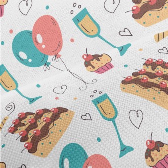 Birthday Cherry Cake Champagne Performance Linen