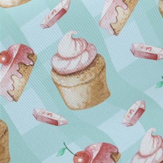 Hand Drawn Cherry Cupcakes Twill