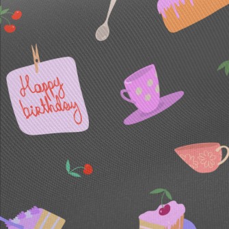 Birthday Cake With Cherry In C Twill