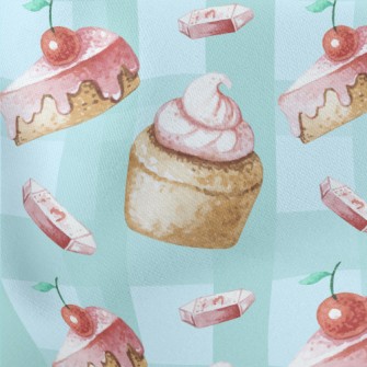 Hand Drawn Cherry Cupcakes Stretch Ponte