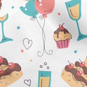 Birthday Cherry Cake Champagne Micro Fleece