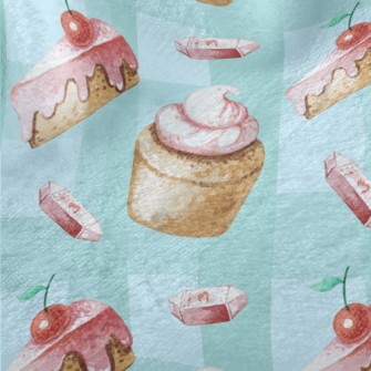 Hand Drawn Cherry Cupcakes Minky
