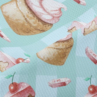 Hand Drawn Cherry Cupcakes Piqué