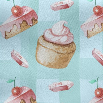 Hand Drawn Cherry Cupcakes Jersey Backed Fleece