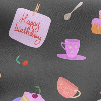 Birthday Cake With Cherry In C Jersey Backed Fleece
