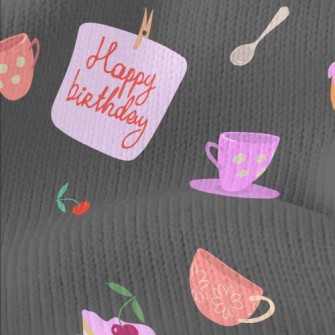 Birthday Cake With Cherry In C Stretch Jersey