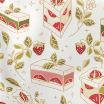 Golden Edge Strawberry Cake Lightweight Cotton Poplin