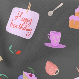 Birthday Cake With Cherry In C Lightweight Cotton Poplin