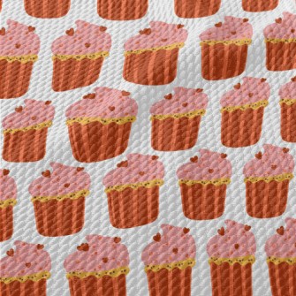 Pink Heart Cup Cake Birdseye Piqué