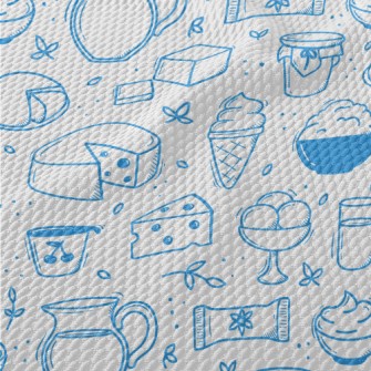 Doodle Dairy Food Pattern Birdseye Piqué