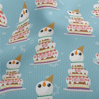 Christmas Snowman Cake Athletic Mesh Flat Back