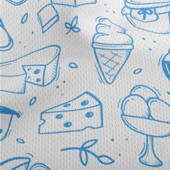 Doodle Dairy Food Pattern Athletic Mesh Flat Back