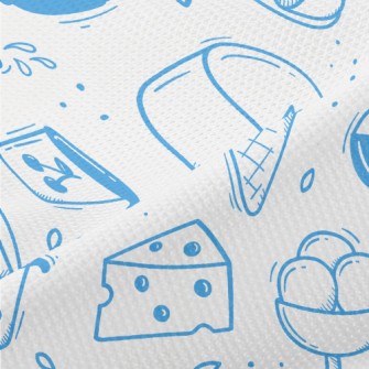 Doodle Dairy Food Pattern Piqué