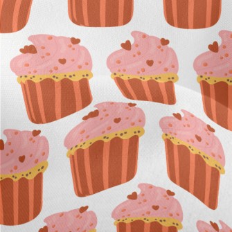 Pink Heart Cup Cake Lightweight Performance Linen