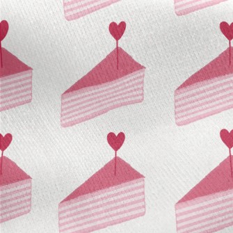 Pink Heart Slice Cake Jersey Backed Fleece