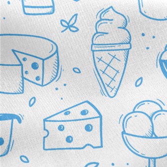 Doodle Dairy Food Pattern Jersey Backed Fleece