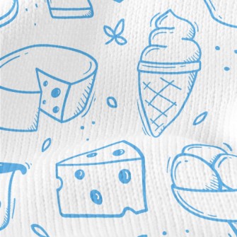 Doodle Dairy Food Pattern Stretch Jersey