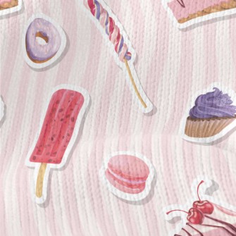 Cherry Cake Donut Dessert Stretch Jersey
