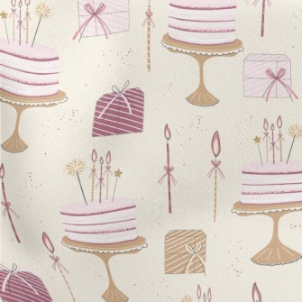 Birthday Cake And Gifts Lightweight Cotton Poplin