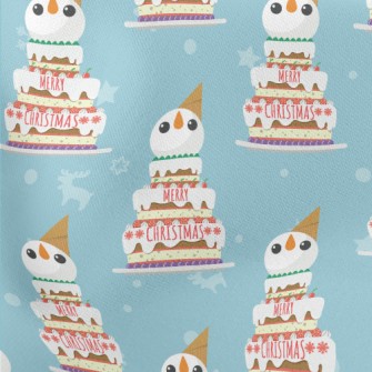 Christmas Snowman Cake Lightweight Cotton Poplin
