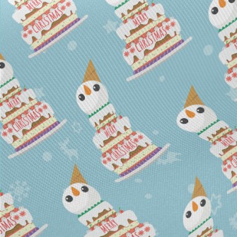 Christmas Snowman Cake Midweight Cotton Poplin