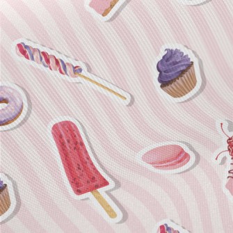 Cherry Cake Donut Dessert Midweight Cotton Poplin
