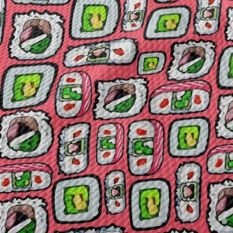 Hand Drawn Japanese Sushi Birdseye Piqué