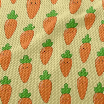 Playful Cartoon Carrot Birdseye Piqué