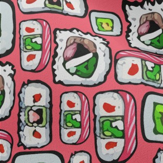 Hand Drawn Japanese Sushi Chiffon