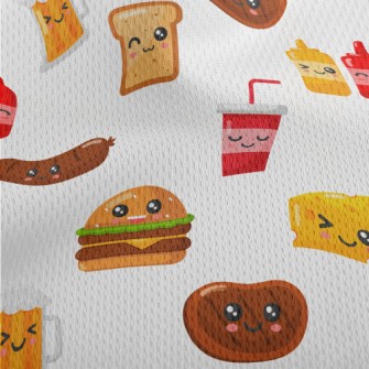 Naughty Emoji Fast Food Athletic Mesh Flat Back